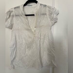 Nikibiki White Eyelet Textured Blouse with Button Detail.    Size S